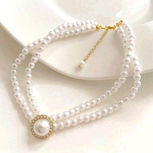 Faux Double Pearl Necklace SOLD - Picture 2 of 5